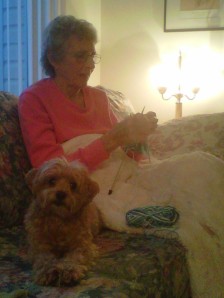 Milka loves being on the couch with Grandma.